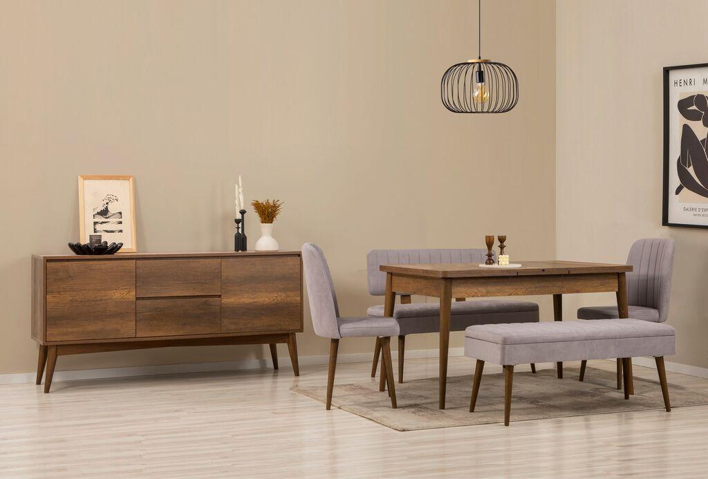 Hanah Home Trpezarijski set Vina klupa 04 0701, 6 dijelova, siva