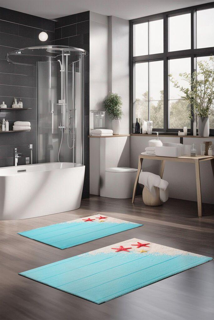 L'essentiel Maison Set tepiha za kupatilo CT-5190, 2 komada, svijetloplava