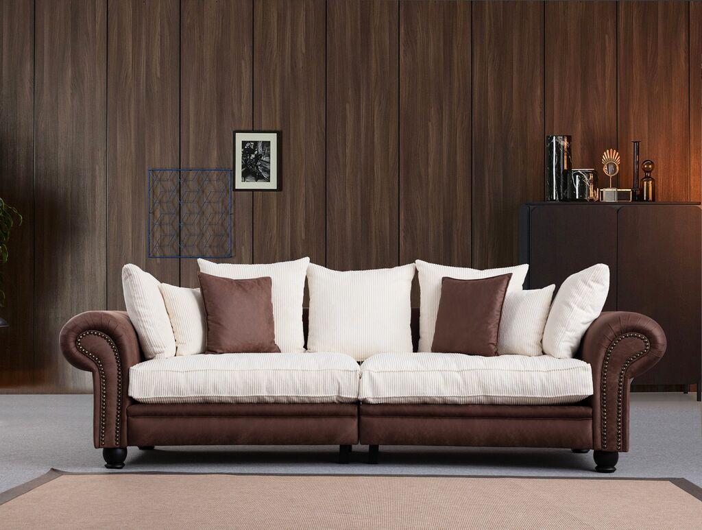 Atelier del Sofa Trosed Fresno 3, 300x115x80 cm, Smeđe-bijela
