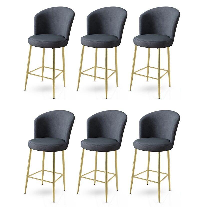 Hanah Home Set barskih stolica Fora, 6 dijelova, antracit-zlatna
