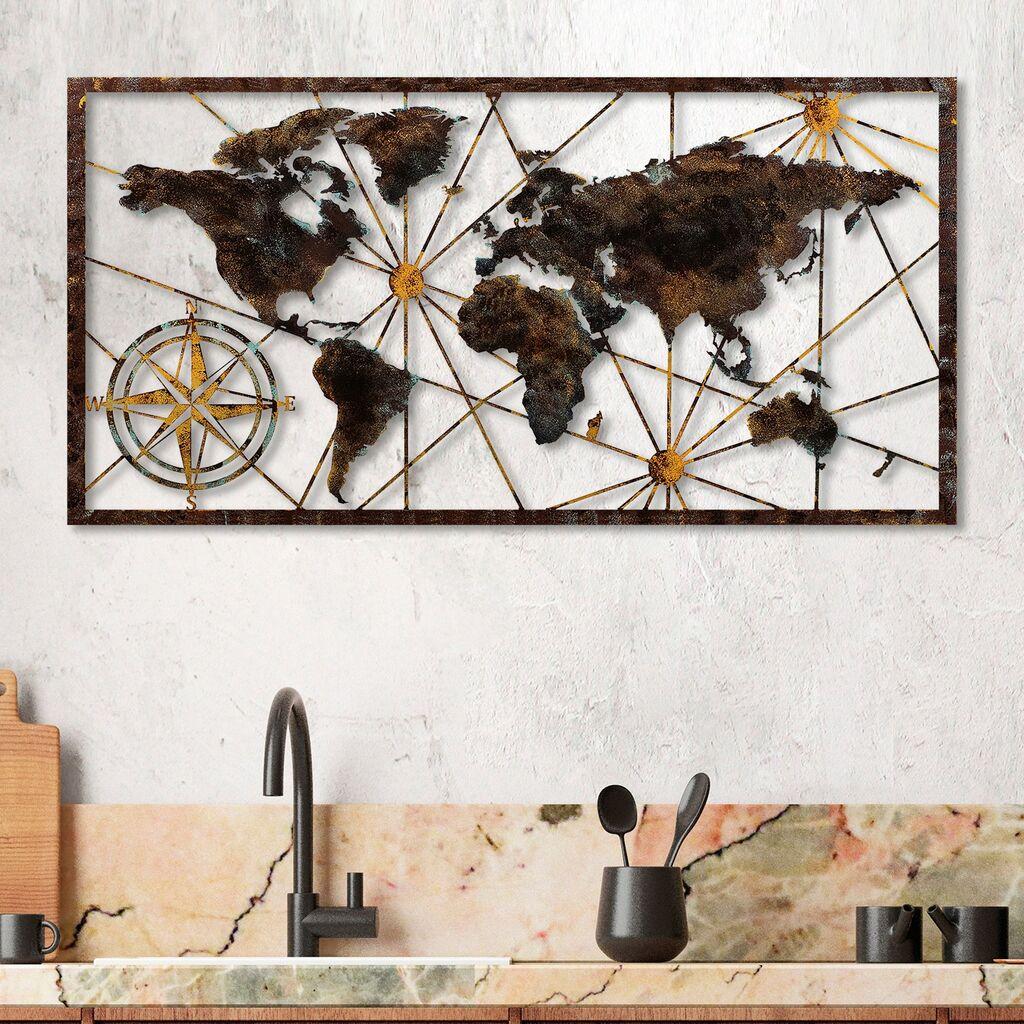 Zidna dekoracija za kartu svijeta, 120x60cm