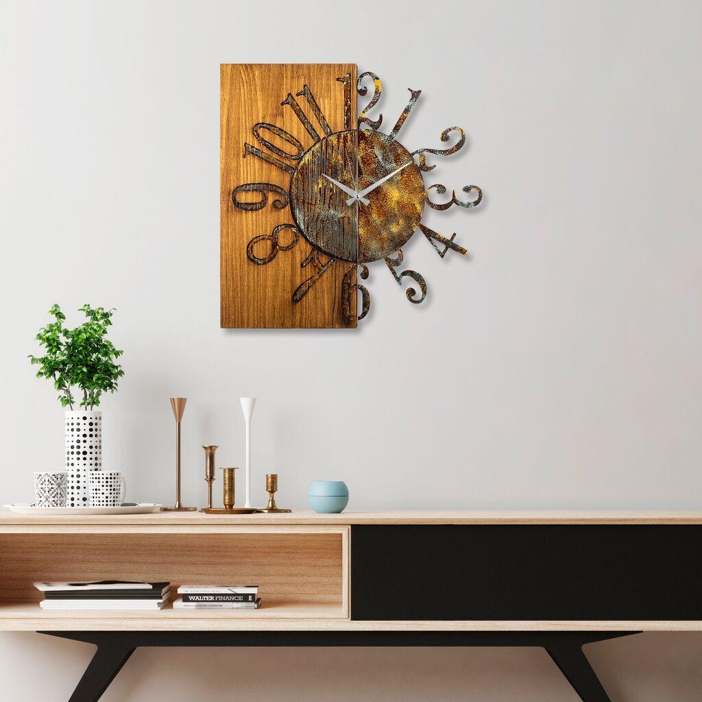Zidni sat Wallity 7 A, 58x58x3 cm, Smeđa
