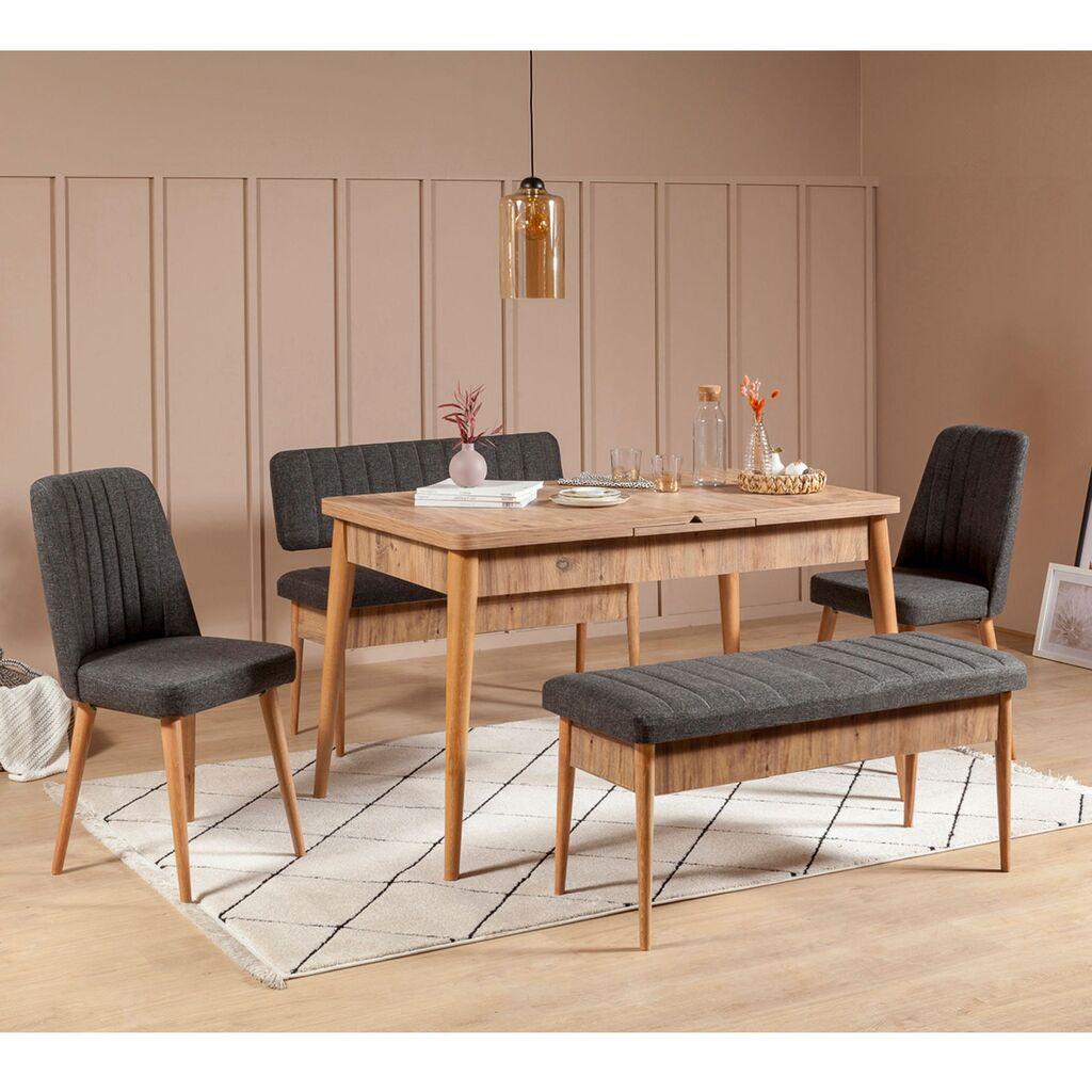 Hanah Home Vina Trpezarijski set, smeđe-tamnosiva