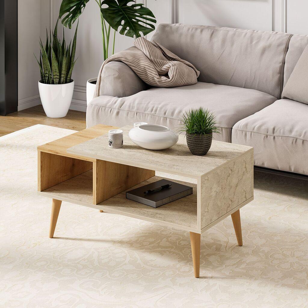 Hanah Home Club sto Austin, 90x40x50 cm, bež