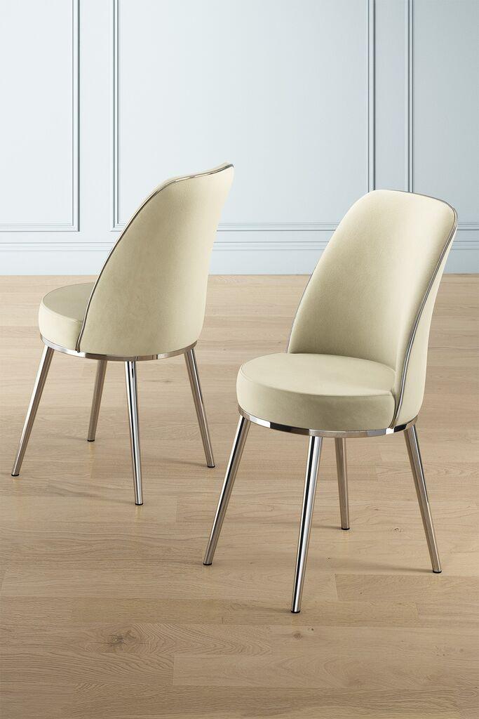Hanah Home Pefa set stolica, 45x91x42 cm, 4 dijela, srebrno-krem boja