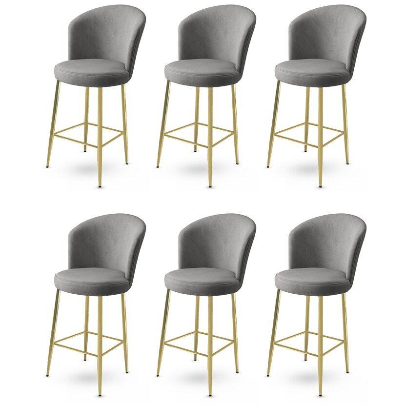 Hanah Home set barskih stolica Alte, 6 dijelova, sivo-zlatna