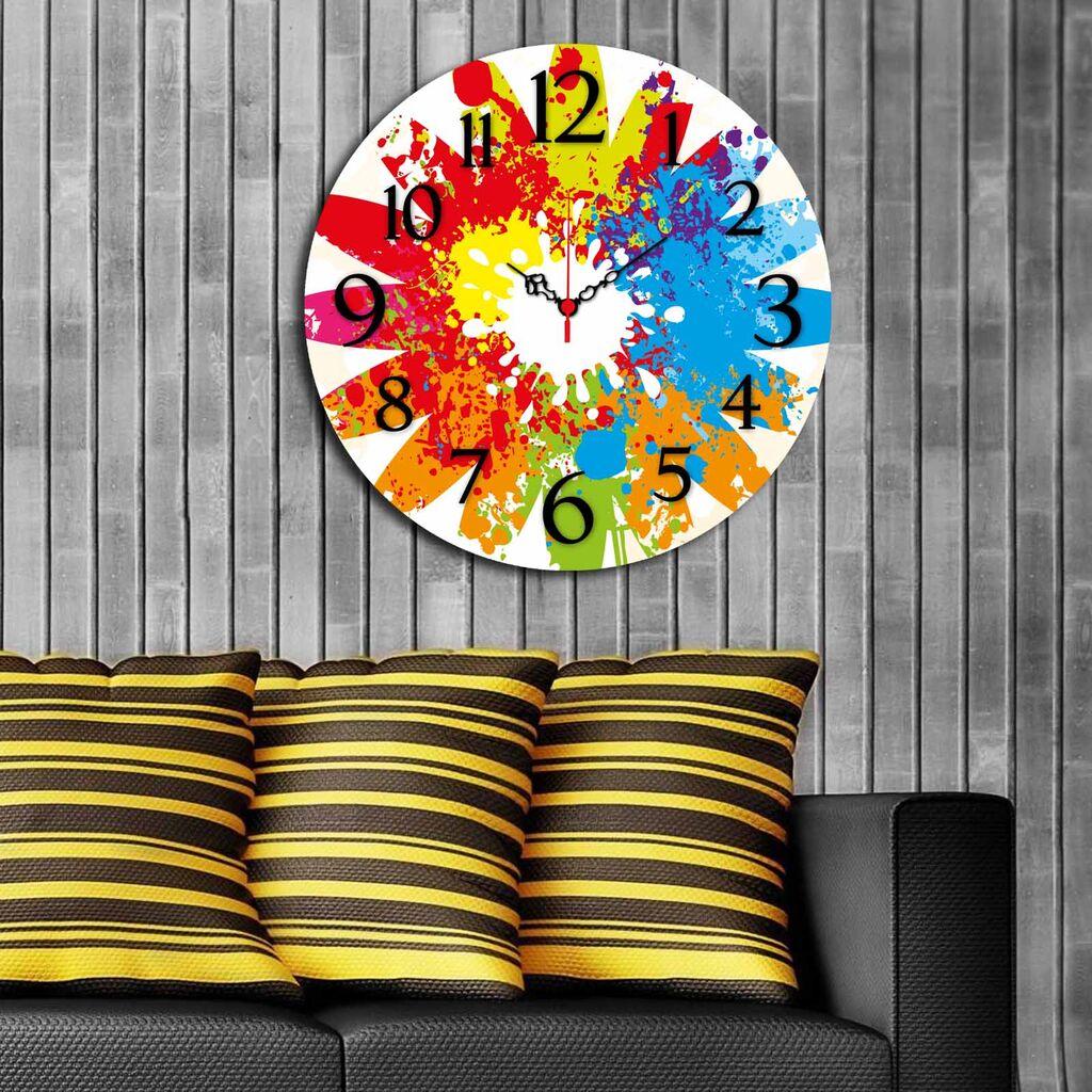 Zidni sat Wallity MDF 40cm šareni