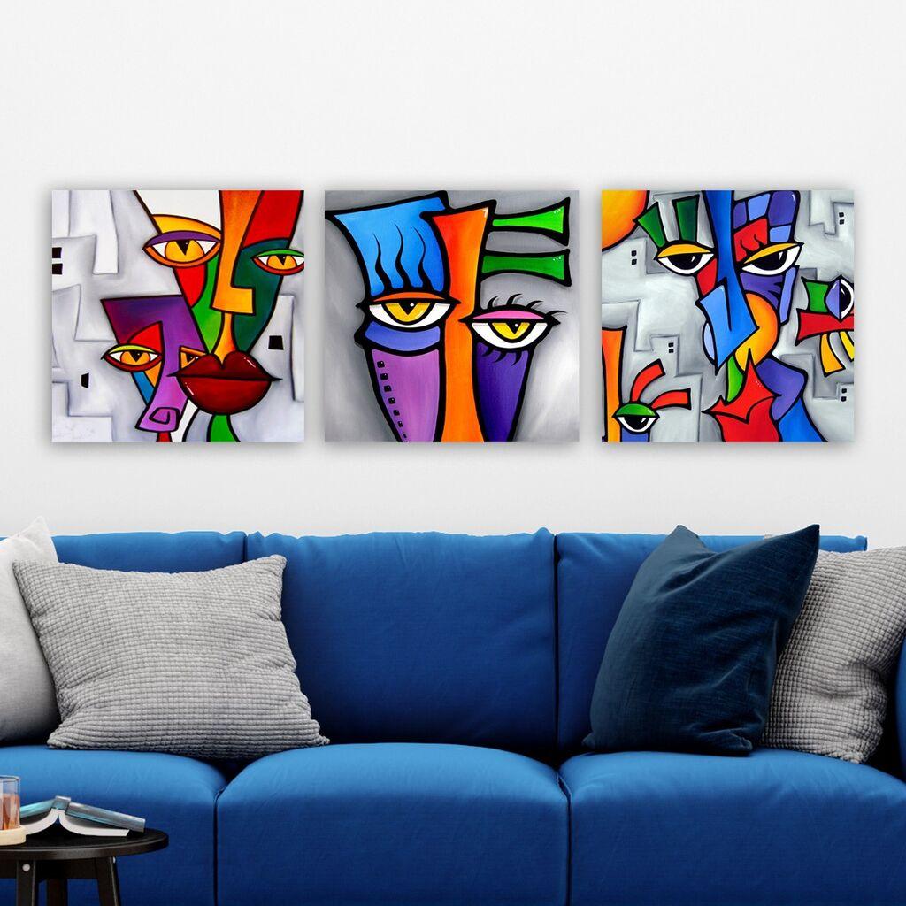 Wallity Dekorativna slika 3P5434755, 30x90 cm, 3 dijela, Šarena