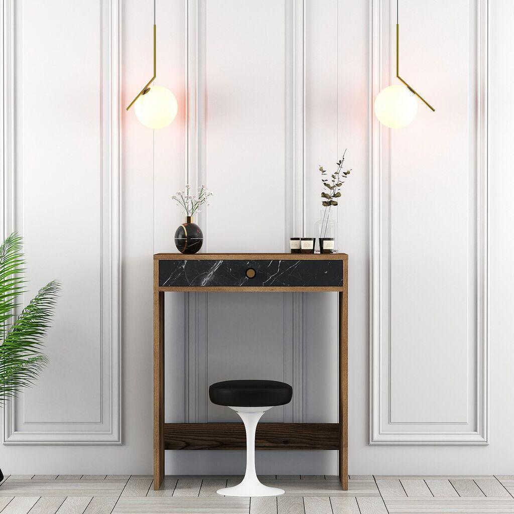Hanah Home Stol za šminkanje Lisabon, 70x40x84,7 cm, Orah-crna