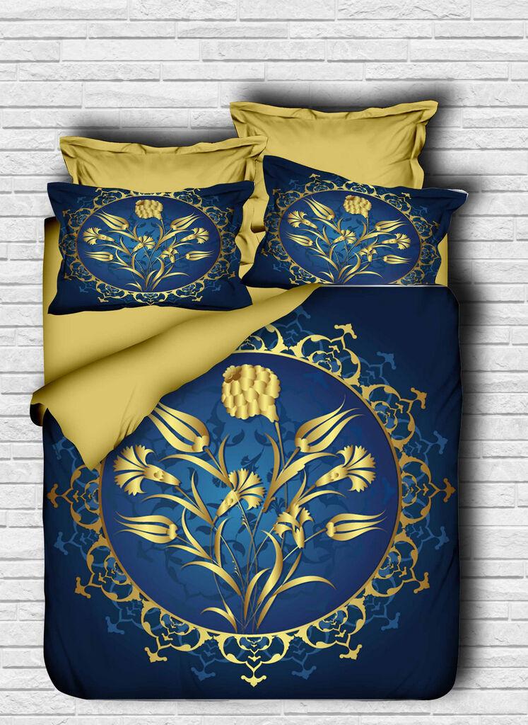 L'essentiel Maison set posteljine 140, 200x220 cm, zlatno-plava