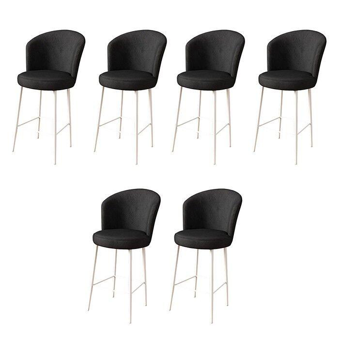 Hanah Home set barskih stolica Fora, 6 dijelova, crno-bijela