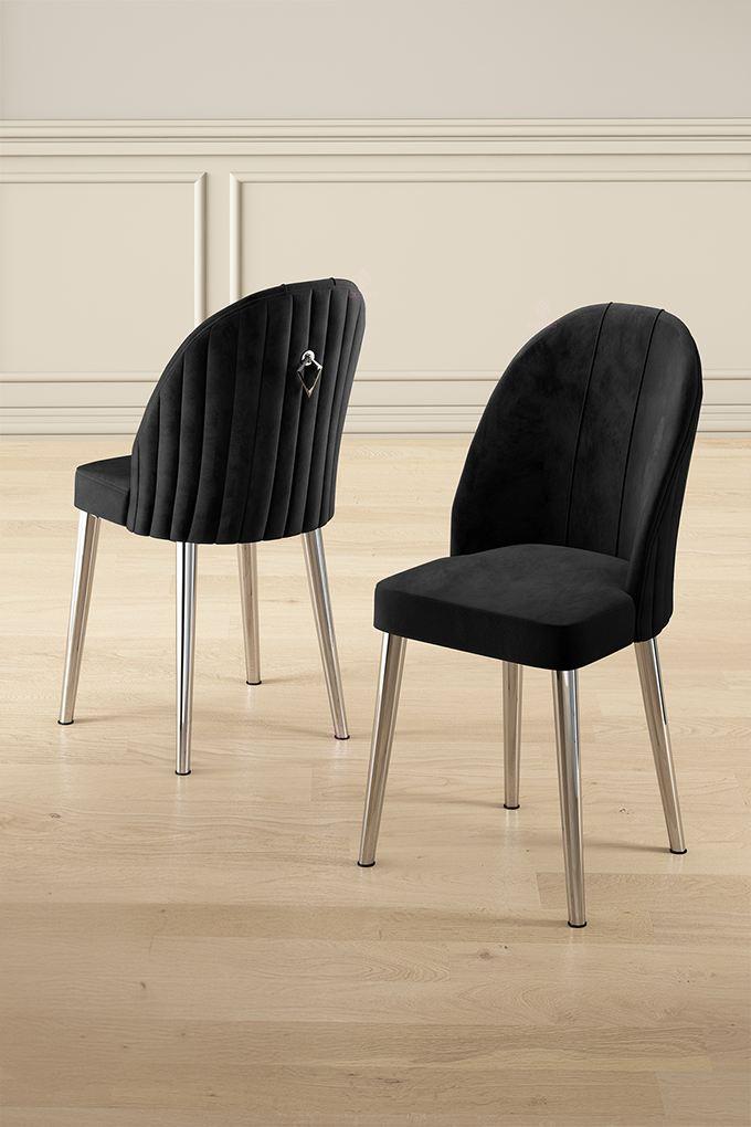Hanah Home Mara set stolica, 44x90x42 cm, 2 dijela, srebrno-crne boje