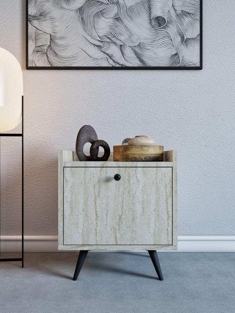 Hanah Home Dopo noćni ormarić, 50x55x40 cm, Prljavobijela