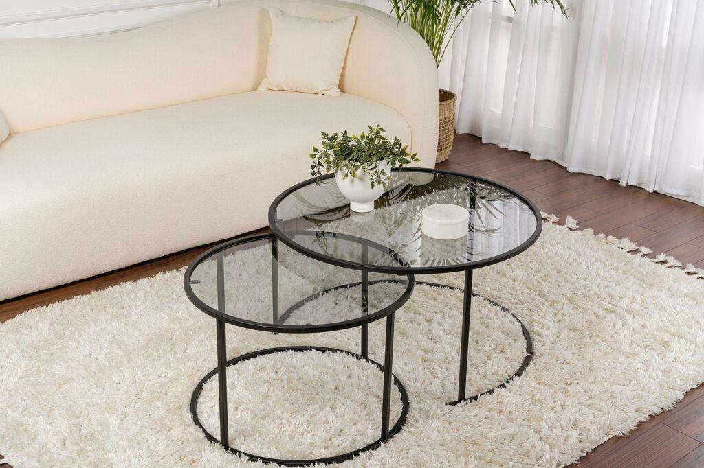 Nordure Klub sto-set Aurum, 60x60x39, 80x80x43cm, 2 komada, Crni