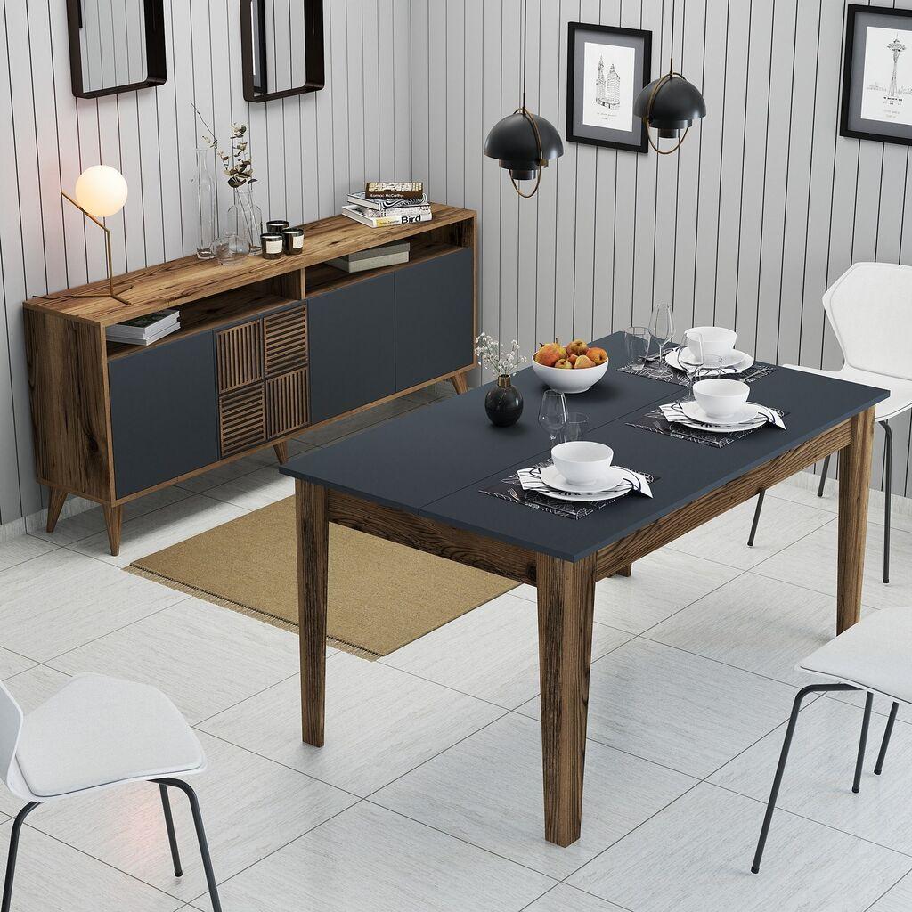 Hanah Home Milan 521 trpezarijski sto i komoda, set od 2 dela, Orah-antracit