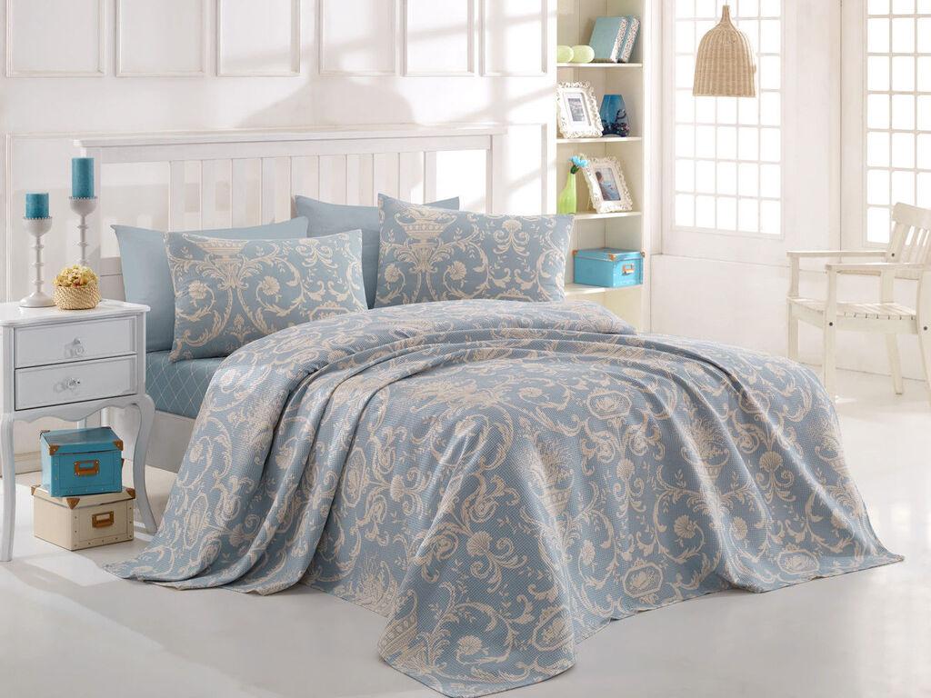 L'essentiel Maison Set prekrivača i 2 jastučnice Tuval, 200x230 cm, Svijetloplava