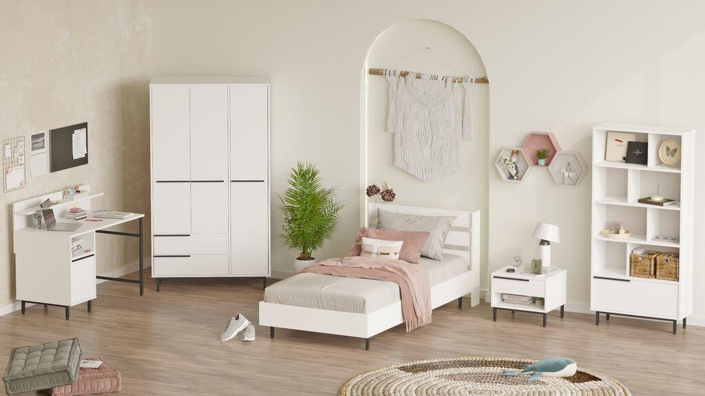 Hanah Home Spavaća soba set za tinejdžere ON25-W, Bijela