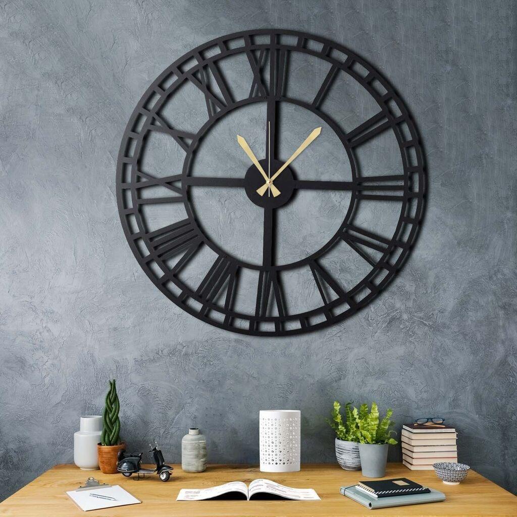 Zidni sat Wallity 038, 70x70 cm, Crni