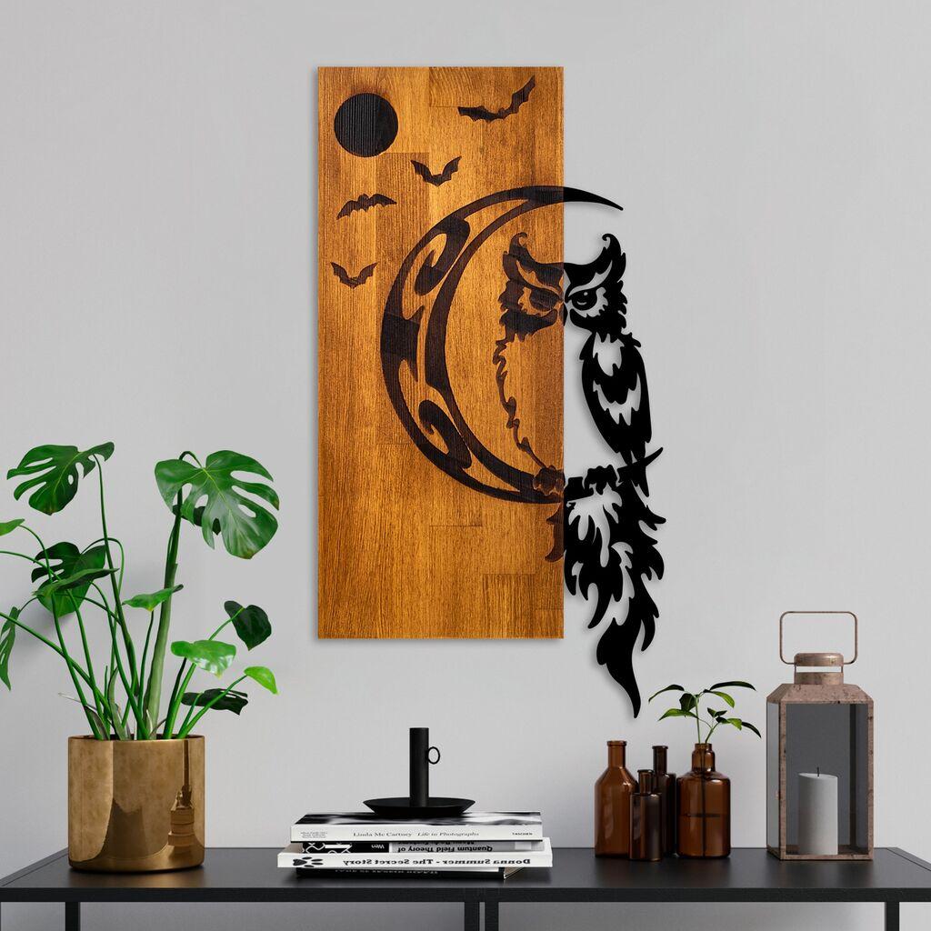 Wallity Zidna dekoracija Sova, 36x66x3 cm, Smeđa boja