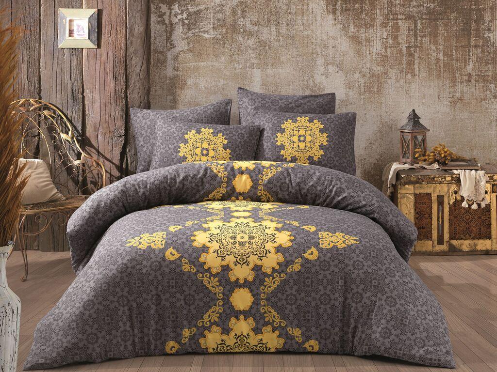 L'essentiel Maison set posteljine Saltanat, 200x220 cm, 220x240 cm, žuto-antracit