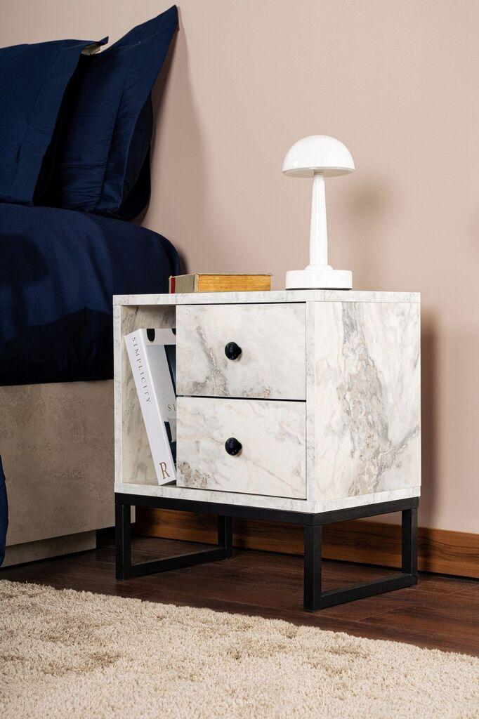 Hanah Home noćni ormarić Glimmer, 45,2 x 50 x 29,5 cm, bež-crna