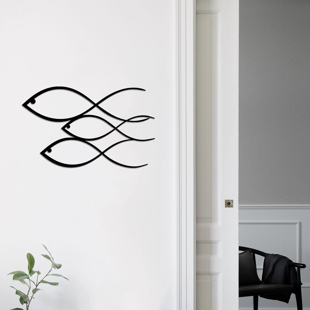 Wallity Zidna dekoracija Riba, 50x30cm, Crna