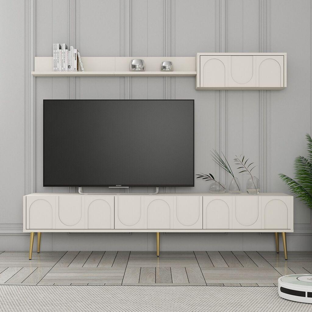 Hanah Home TV komoda sa komodama Lyon 2, 180 cm, Krem-Bijela