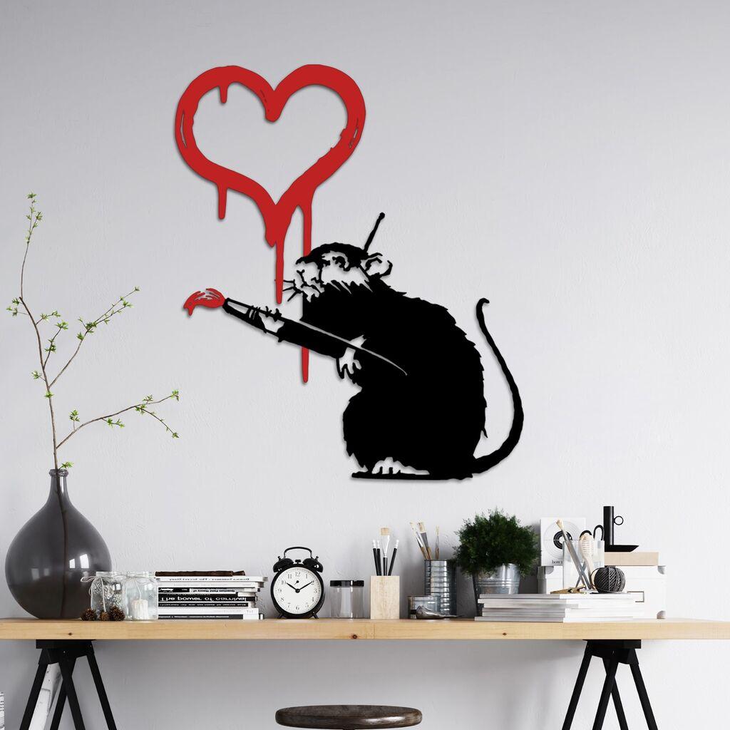 Zidna dekoracija Banksy Metal 08, 60x70 cm, 1,5 mm, Bijela