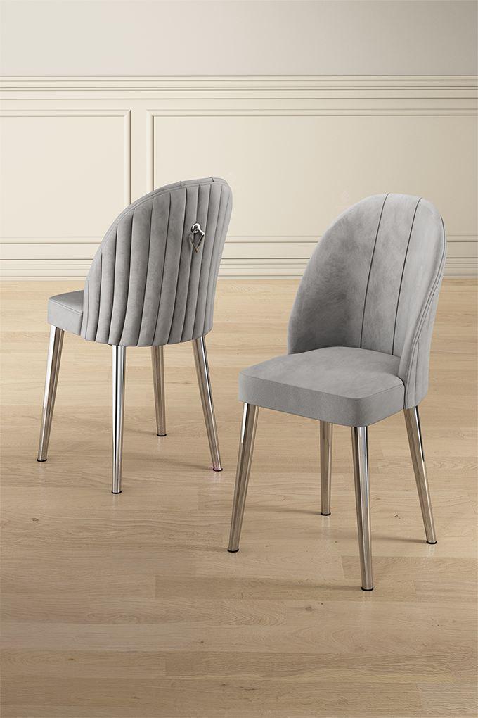 Hanah Home Mara set stolica, 44x90x42 cm, 2 dijela, srebrno-siva boja