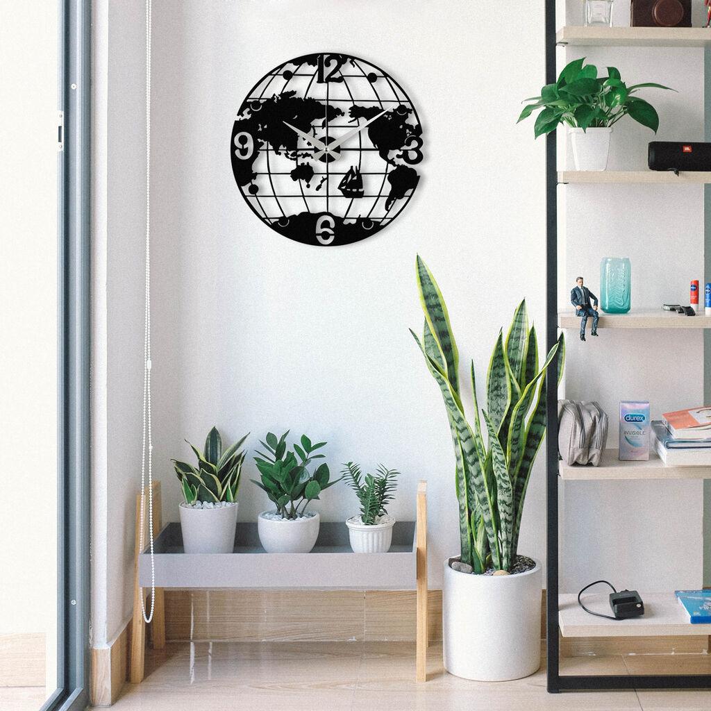 Zidni sat Wallity 48x48cm Crni