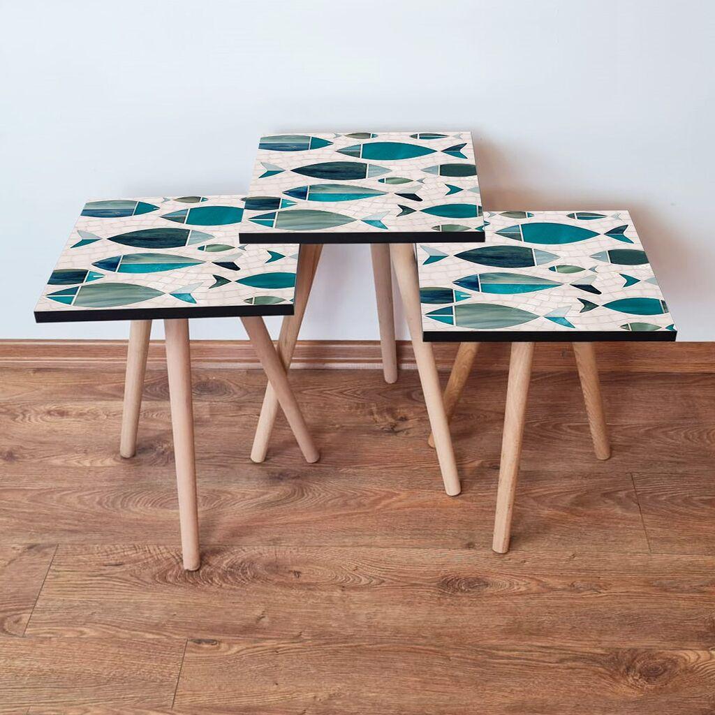 Hanah Home set stolića za kafu 3Shp269, 3 dijela, šareni
