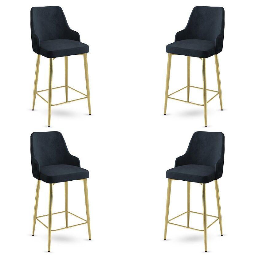 Hanah Home Set barskih stolica Enox, 4 dijela, antracit-zlatna
