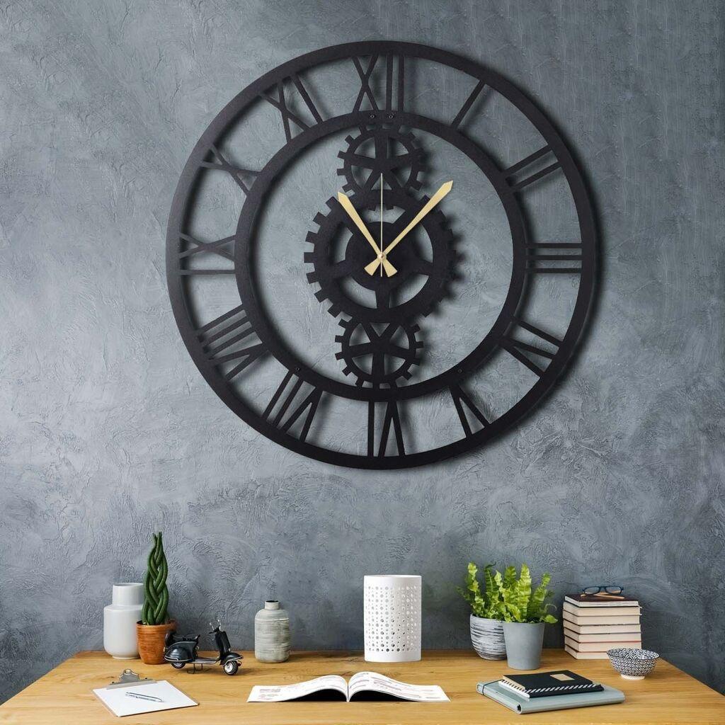 Zidni sat Wallity 70x70cm Crni