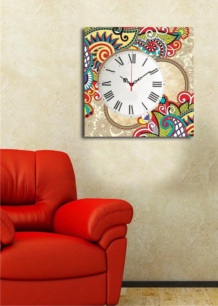 Zidni sat Wallity 45x45 Šareni