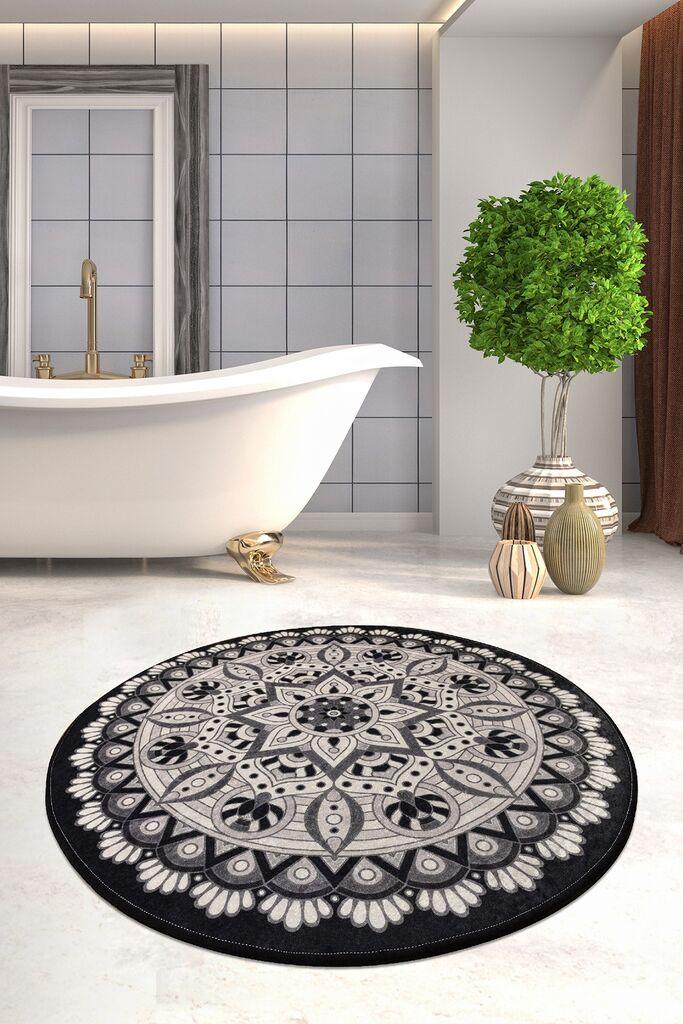 L'essentiel Maison Mandal tepih za kupatilo, 100cm, crno-siva