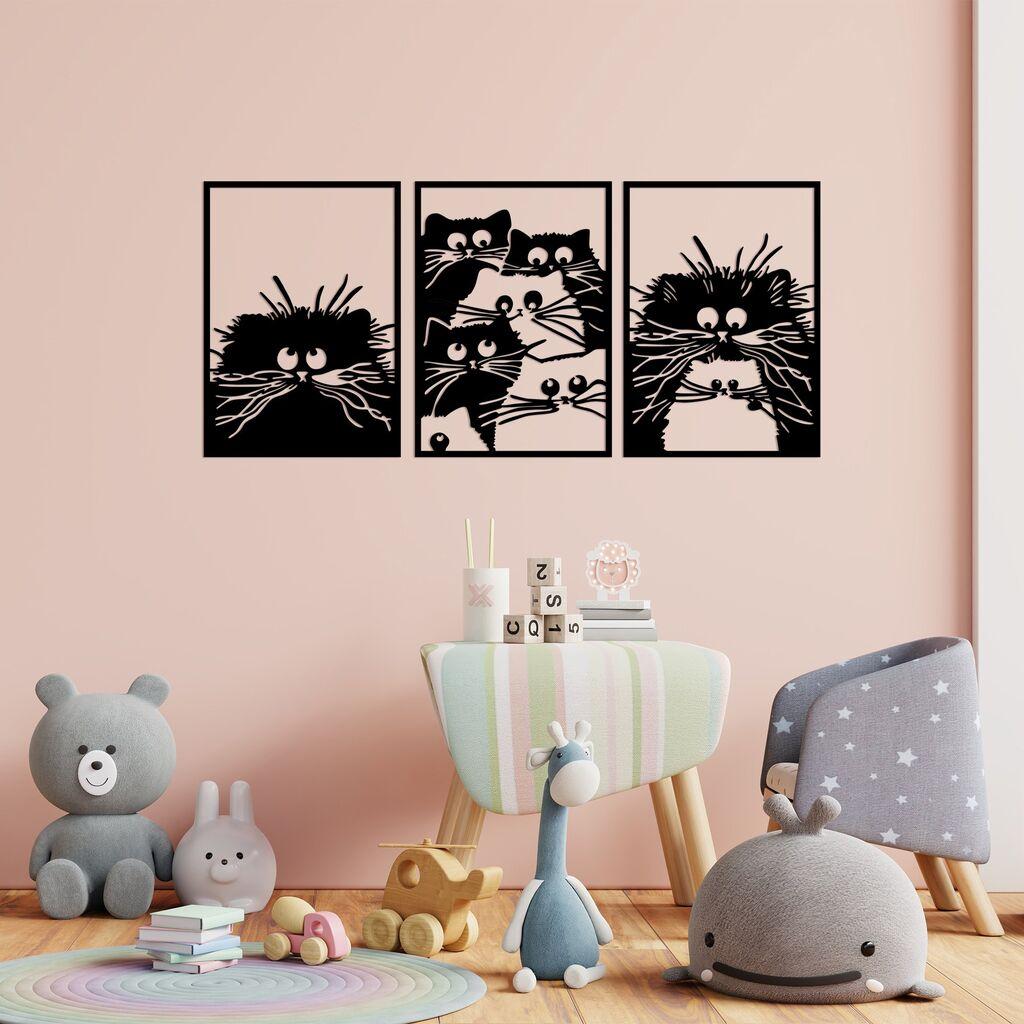 Wallity Zidna dekoracija Cats, 50x70cm, 3 komada, Crna