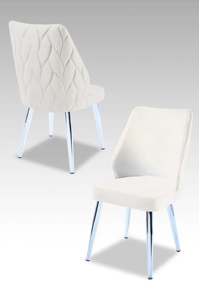Hanah Home set puf fotelja, 48x90x43 cm, 4 dijela, srebrno-krem boja