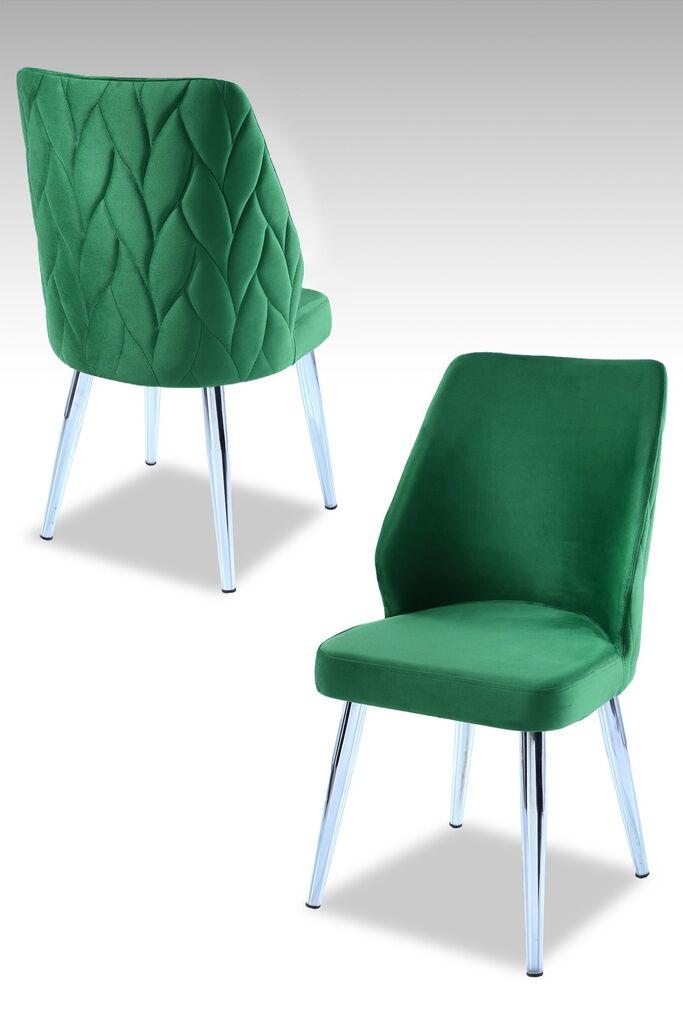 Hanah Home set puf fotelja, 48x90x43 cm, 4 dijela, srebrno-zelena