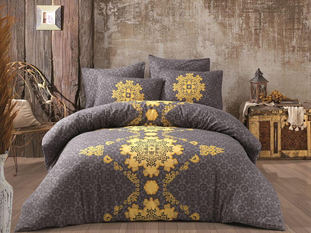 L'essentiel Maison set posteljine Saltanat, 200x220 cm, sivo-žuta