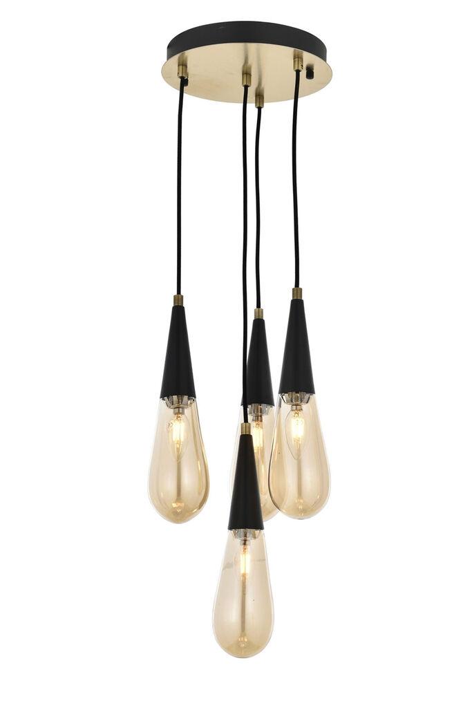 Opviq Luster AV-4236-4ET, 90x27cm, IP20, 220V-240V, Zlatno-crna boja