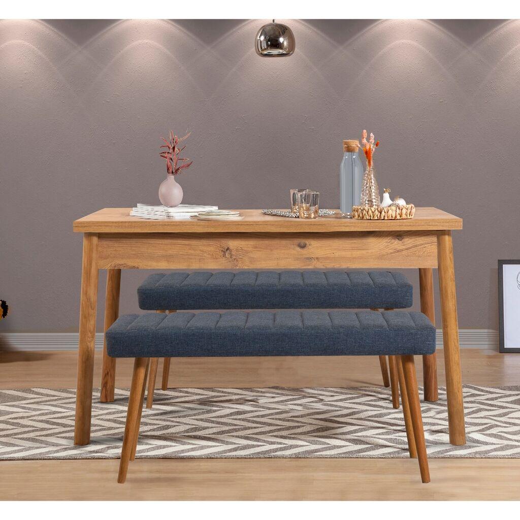 Hanah Home Set Trpezarijski sto i 2 klupe Costa 1048, Plavi