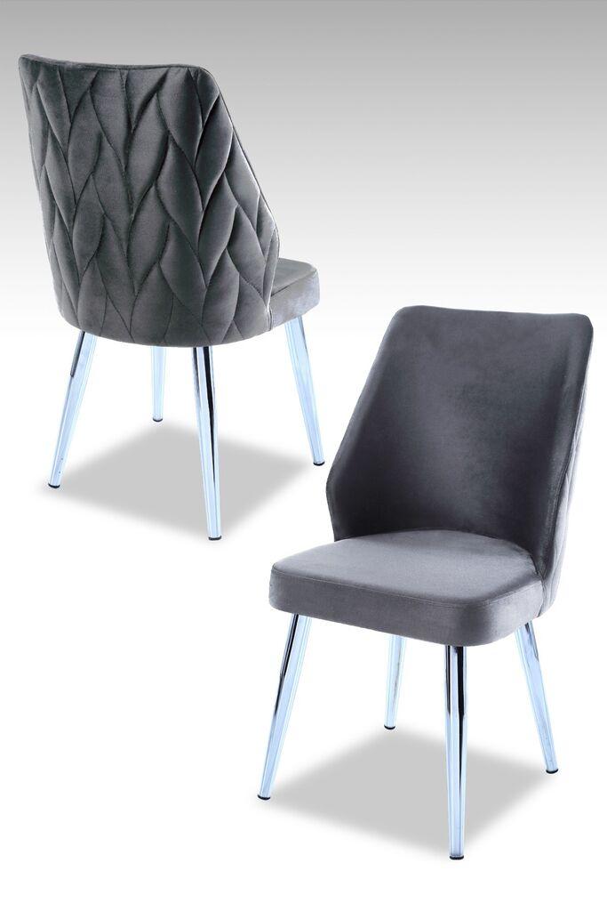 Hanah Home set puf fotelja, 48x90x43 cm, 4 dijela, srebrno-siva