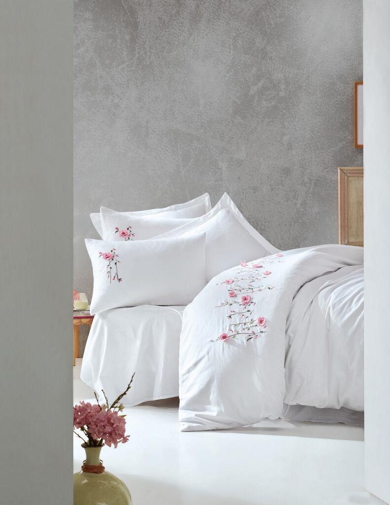 L'essentiel Maison set posteljine Perla, 200x220 cm, bijelo-roza