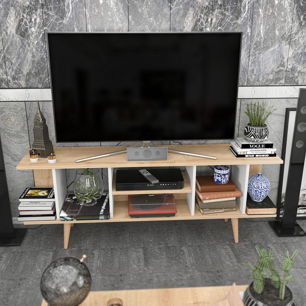 Hanah Kućna TV komoda Akya, 160x38,6x35 cm, Bež-bijela