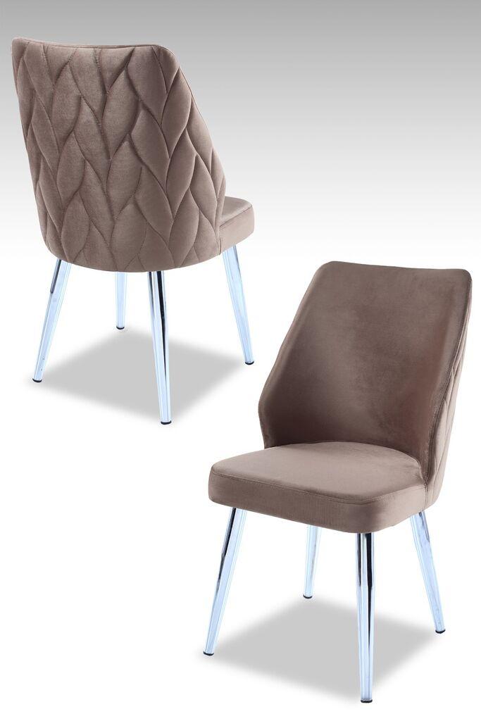 Hanah Home set puf fotelja, 48x90x43 cm, 4 dijela, srebrno-smeđa boja