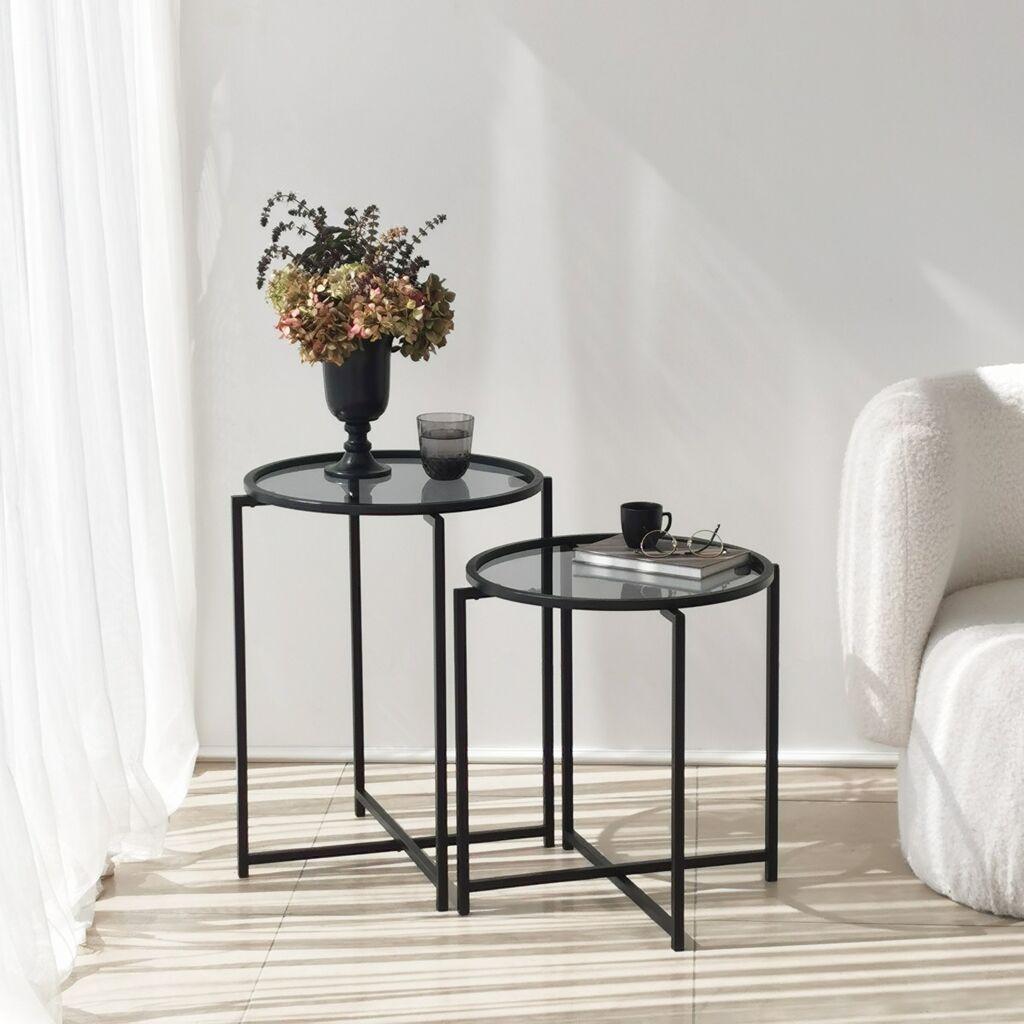 Hanah Home Set pomoćnih stolića S412F, 2 dijela, Crna