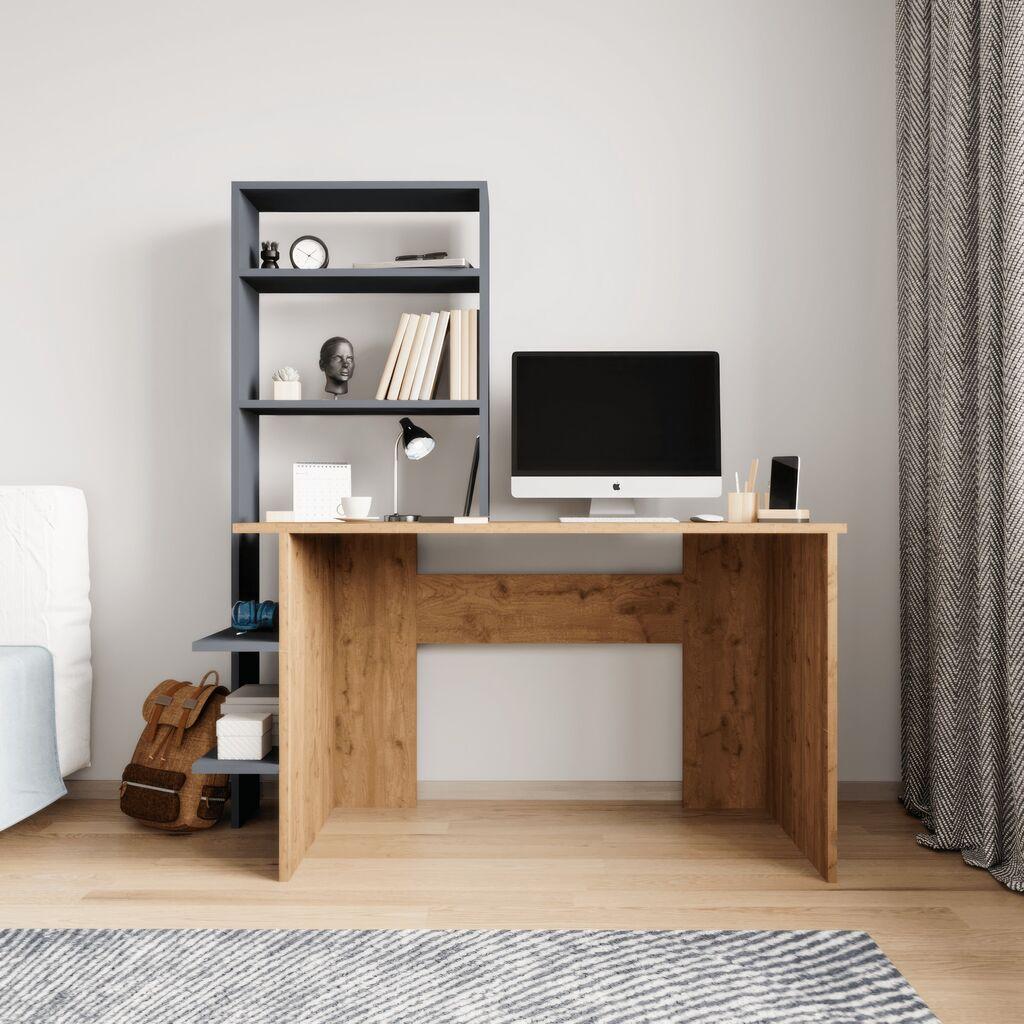 Hanah Home Set polica i radnog stola Aden, hrast-antracit