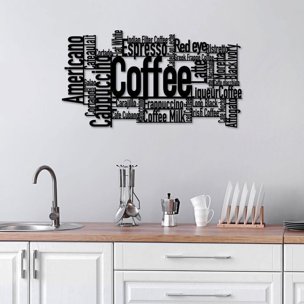 Wallity Zidna dekoracija Kafa ili šta?, 86 x 47 cm, Crna