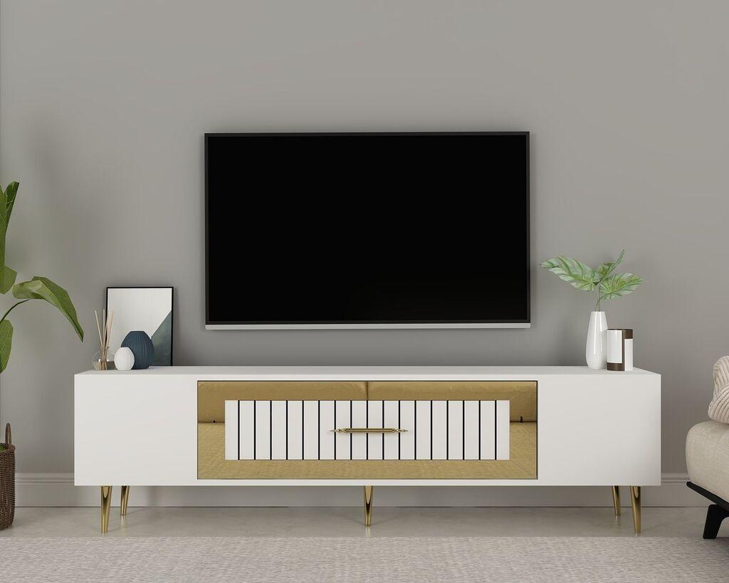 Hanah TV ormarić za dom Decolp3, 150x48,2x29,6 cm, bijelo-zlatna boja
