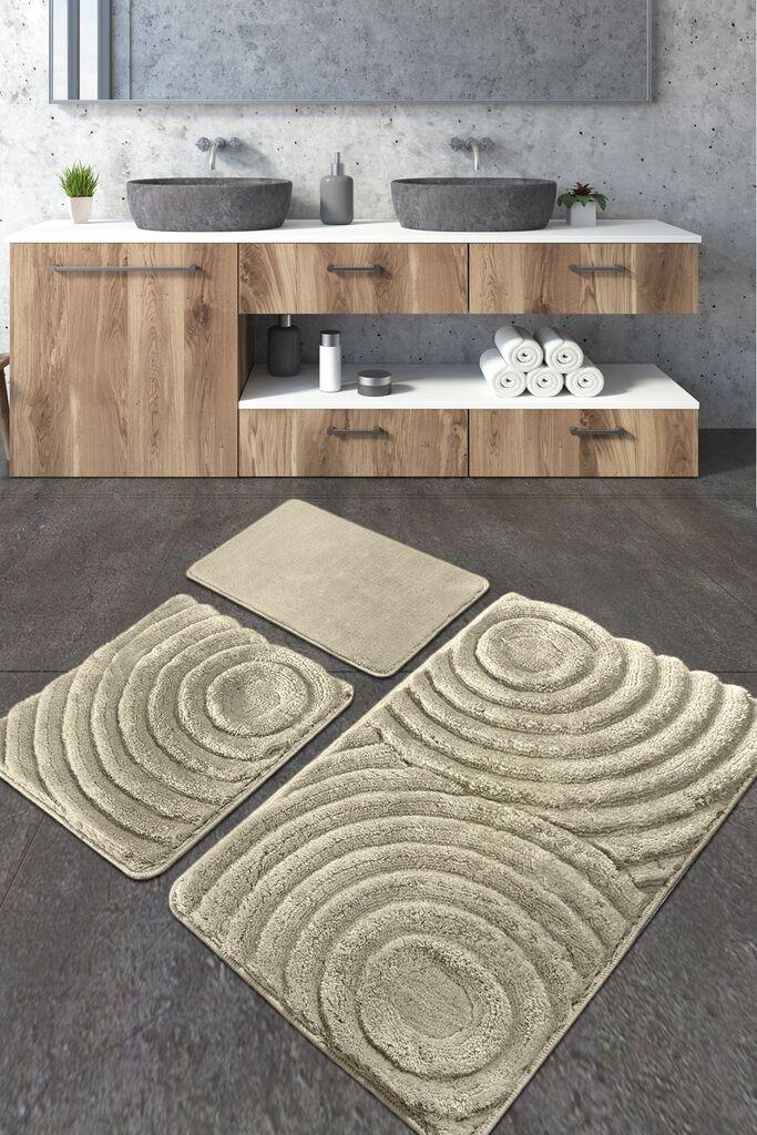 L'essentiel Maison Set od 3 tepiha za kupatilo, krem ​​boje
